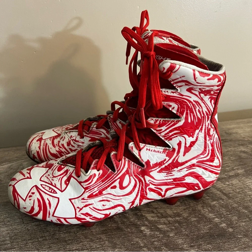Under Armour UA Clutchfit Highlight Lux Football Cleats Men’s Size 7.5 Red White